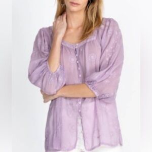 NWT Johnny Was Purple Embroidered Top